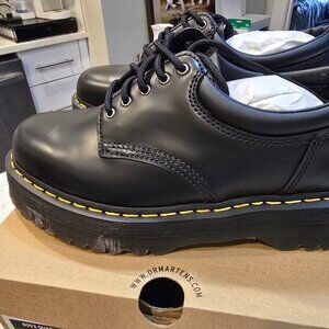 Dr. Martens 8053 Quad Mono Leather Platform Derbys Black Leather Mens Size 10